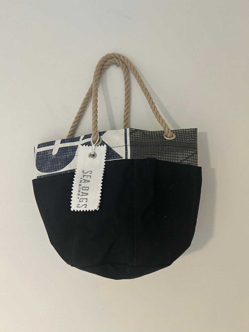 NWT Maine Sea Bags All Purpose Navy Blue Tool Bucket Bag Nautical Rope Purse